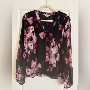 Calvin Klein Black and Pink Floral Blouse